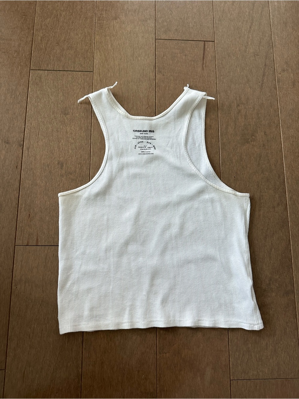 Orseund Iris Cream Ribbed Cotton Tank with Black Logo